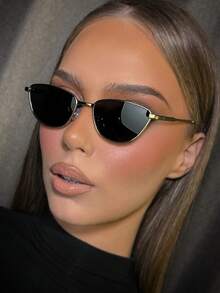 圆形小框时尚眼镜，金属欧美风驾驶时尚眼镜，高端时尚网红眼镜 - 彩色 - 查看 1