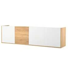 Low TV Unit, White And Wood Colour, Can Be Fixed To The Wall Or Placed On The Floor. - White - View 7