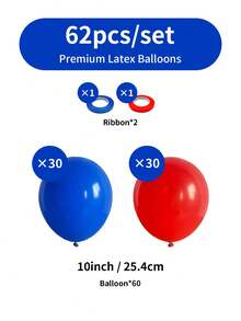 62至306件/套红蓝气球拱门套装，5/10/12/18英寸皇家蓝和红色加厚乳胶气球，适用于生日派对、性别揭晓派对、毕业典礼、独立日、爱国主义、退伍军人节、单身派对、马戏团嘉年华派对装饰 - 皇家藍紅色 - 查看 23