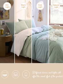 Bộ ga trải giường 3 món phối màu trắng và xanh lá cây (1 ga trải giường + 2 vỏ gối, không kèm ruột chăn), phong cách đồng quê tươi mát, hiện đại dễ thương cổ điển, chất liệu polyester sợi tổng hợp thoải mái và thoáng khí, phù hợp cho mọi mùa, thích hợp trang trí phòng ngủ, nhà cửa, phong cách cottagecore hiện đại, bộ ga trải giường thoáng khí, ga giường xanh trắng, trang trí phòng ngủ thẩm mỹ, đồ dùng giường ngủ ấm cúng. - Nhiều màu - Xem 8