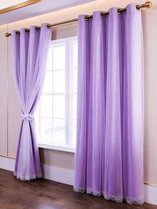 Rèm cửa hai lớp, vừa mỏng vừa cản sáng, thiết kế tối giản hiện đại, phù hợp cho phòng khách, phòng ngủ, ban công, rèm trang trí cho cửa sổ lồi. - Màu tím - Xem 5