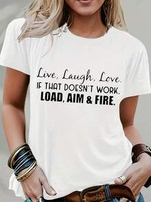 Live Laugh Love Or Shoot - Bold Men's Fun Slogan Graphic T-Shirt|   Casual Wear, Fashionable  Design, Great Gift Choice - White - View 3