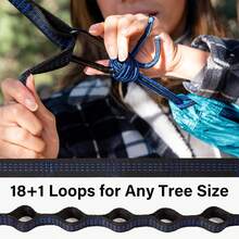 Kootek Hamaca de Camping de Capacidad de 400 Libras, hamacas portátiles con Correas de árbol y Bolsa de Transporte adjunta, Equipo Esencial para Acampar, Perfecto para Exteriores, Senderismo, Playa - Gris y azul cielo. - Ver 6