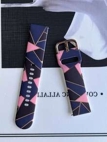 1条男女通用彩色印花硅胶表带，20毫米，兼容三星Galaxy Watch4 44毫米/40毫米、5 Pro、Active 2、Gear S3、GTS/2/2e/GTS2 Mini/GTR 42毫米/47毫米/GTR2/2e/Stratos 2/3，表带替换配件（图案随机） - 彩色 - 查看 6