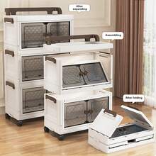 5/4/3-Tier Storage Cabinet With Swivel Wheels, Foldable Storage Cabinet, Visual Storage, Used For Bedroom, Cloakroom, Clothing Store, Laundry Room, Walk-In Closet, Toy Book File Storage - White - View 7