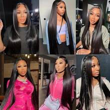 8-34英寸蕾丝前假发，真人前额发丝，200%密度，直发蕾丝前假发，混合发丝，预先拔毛，13x4高清蕾丝前额，漂白发结，5*5/4*4预制全套，即戴即用，蜜金色无胶假发，女士款 - 自然色&黑色系 - 查看 8