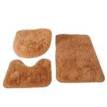 3 Set Bath Mats, Non-Slip Bath Rugs Toilet Seat Super Soft Plush Carpet With U-Shaped Contour Rug Toilet Lid Cover, Water Absorbent Bathroom Rugs, Machine Washable, Bath Rug For Bathroom Floor Bathtub Shower Toilet - 卡其色 - 查看 2