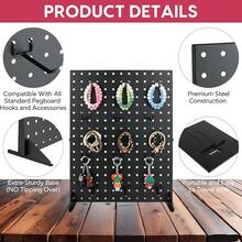 Metal Pegboard Display Stand With 15 Peg Board Hooks Accessories, Desk Pegboard Panels, Merchandise Display Rack For Selling Accessories Vendors & Events Retail Craft Shows & Fairs (17*13Inch, Black) - 黑色 - 查看 5