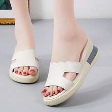 Women's Platform Slide Sandals, Casual Thick Sole Slippers, Comfortable Flip Flops - Beige - View 7