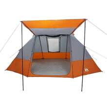 vidaXL Campingzelt Mit Dach In Grau Und Orange, 482 X 360 X 227 Cm, Taft - A - Übersicht 4