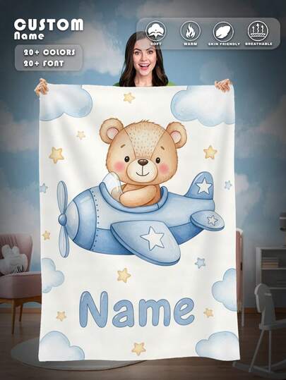 1 pieza Manta personalizada de franela, adecuada para cama, sala de estar, sofá, exterior, playa, camping, mascotas y talla grande, personalizable con nombre de familia/mascota/pareja impreso, regalo ideal para Navidad, Día de la Madre/Padre, hogar, cumpleaños, amigos, mujeres, padres y talla grande