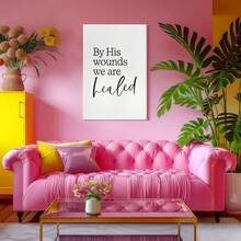1pc Minimalist Inspirational Motivational Wall Art, Girl Apartment Artwork Wrapped Framed Canvas Wall Art, Vintage Prints Poster, By His Wounds We Are Healed - Minimalist, Minimalist, Modern, Clean Lines Style, Birthday Party Decor, Decorative Wall Art for Living Room Bedroom Office, Hanging Hardware Included - Wrapped Framed Canvas, Vertical - Lienzo enmarcado - Ver 7