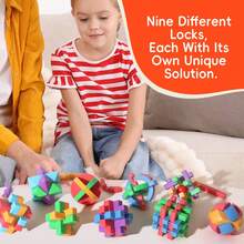4pcs/6pcs/9pcs Colorful Transparent ABS Luban Lock Set, Brain Teaser Puzzle Toy, Unlocking Disassembly Thinking Jigsaw For Kids, Teens, Adults, Montessori STEM Educational Toy - Multicolor - View 4