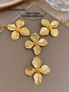 18K镀金不锈钢复古多层花朵项链手链套装，女士适用，妈妈礼物，情人节、派对、晚宴、日常、约会、母亲节、新年、婚礼、海滩、圣诞节、周年纪念日、波西米亚风珠宝、生日伴娘礼物、高贵优雅配饰套装 - 彩色 - 查看 4