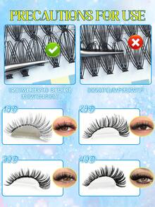 640/592/576pcs Reusable D-Curl Eyelash Clusters, 10-16mm Mixed Length, 10D-100D Density Fluffy False Eyelash Book, Natural Lightweight Eyelash Extension Set, Suitable For Daily Makeup, Cosplay, Holidays, Parties And Travel - Blue - View 11