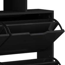 BALCONERA Schmaler Hochglanz Schuhschrank Weiß mit 4 Klappen & Schuhkipper, 120x24x106 cm (16-24 Paar), unterschiedliche Fachhöhen 37/43 cm für Flur - Schwarz - Übersicht 4