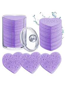 Compressed Cellulose Heart Shape Facial Sponges Natural Cosmetic Spa Sponges Reusable For Facial Cleansing Exfoliating - Coral Pink - View 9