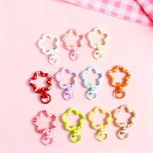 彩色手绘花朵造型按扣，DIY珠宝配件，批发珐琅金属戒指钥匙扣挂件 - 彩色 - 查看 8