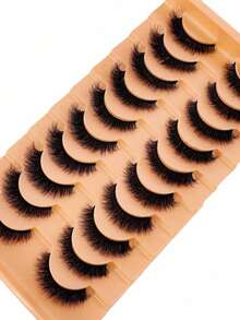 10 pares de pestañas postizas de visón natural suaves y esponjosas, set de maquillaje, extensión de pestañas de visón, pestañas cortas - Pestañas Ojos de Gato - Ver 2