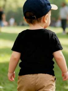 Peanuts Snoopy Lazy Laydown Kids Tee, Little Yellow Bird Companion Print Breathable Skin-Friendly Short Sleeve Top - Black - View 2