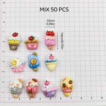 20/50pcs Mixed Mini Realistic Ice Cream & Cake Series Flat Back Craft Stickers, For Making Earrings, Hair Accessories, Jewelry, Resin Crafts Decorative Stickers (Jewelry Making For Adults Aged 14+) - Multicolor - View 9
