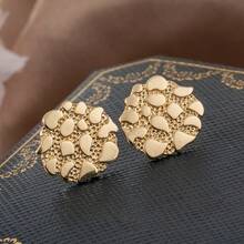 1 par de pendientes asimétricos con textura de estilo punk metálico, de uso diario elegante y único para mujeres - Dorado - Ver 1