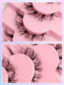 Asiteo 7 Pairs Dramatic Cat Eye Style False Eyelashes, Transparent Band Natural Soft Fluffy Faux Mink Lashes - Black - View 6