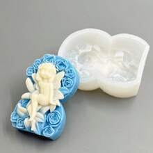 Rose Flower Angel DIY Handmade Fragrance Plaster Multifunctional Silicone Mold - White - View 3