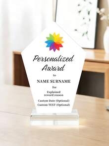 1pc Customized Acrylic Retirement Appreciation Plaque, Can Customize Logo And Text, Suitable As Thank You Gift For Boss, Manager, Teacher, Colleague, Appreciation Trophy - Multicolor - View 23