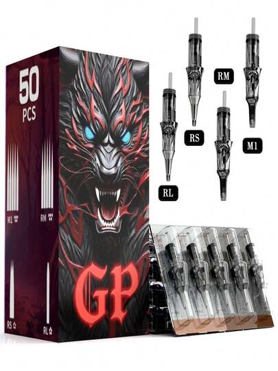 Gold Plume 50pcs/Box Disposable Tattoo Needles, Mixed Sizes, 5 Of Each Standard Size - Tattoo Supplies For Tattoo Artists And Beginners