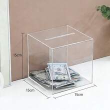 透明亚克力不可开启式小猪存钱罐，青少年小猪硬币罐，成人储蓄罐，可撕除保护膜，适合作为万圣节/感恩节/母亲节/生日/毕业礼物 - 無色 - 查看 10