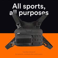 Fitdom - Paquete de pecho deportivo inspirado en la táctica. Bolsa de pecho para hombre con soporte para teléfono integrado. Este chaleco EDC Rig Pouch es perfecto para entrenamientos, ciclismo y - A - Ver 6