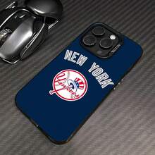 Estuche para teléfono con el logotipo de los New York  Compatible con estuches para teléfonos   17  16 Pro Max  15 Pro Max  13 y  12 Hecho de material de TPU mejorado con un panel posterior de láser personalizado colorido y marco contrastante de alto valor, moderno, cómodo de sostener a prueba de golpes y caídas Un regalo perfecto para familiares, amigos, seres queridos, novios, novias y para aniversarios - Negro - Ver 2