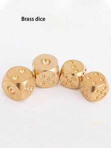 1个黄铜金属骰子，扑克派对游戏玩具，棋盘游戏骰子，适合派对、聚会和家庭聚会 - 彩色 - 查看 3