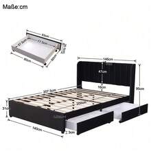 Bed Bases & Foundations - Black + Velvet + 140cm*200cm - View 7