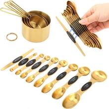 13pcs Stainless Steel Measuring Cup And Spoon Set, Includes Mini Spoons, Rosewood Handles, Baking Tools, Seasoning Spoons, Coffee Spoons, Pink Spoons - Essential Baking Tools, Unique Gift For Kitchen - 13-piece Double-ended Measuring Spoon Set - View 3