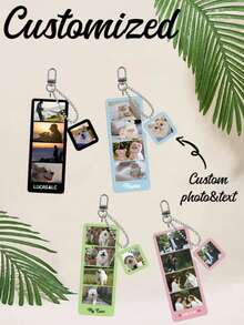 1 pieza Llavero personalizable con foto de mascota de Halloween, regalo de foto personalizado, llavero personalizable, recuerdo de evento festivo, llavero de acrílico - Multicolor - Ver 1