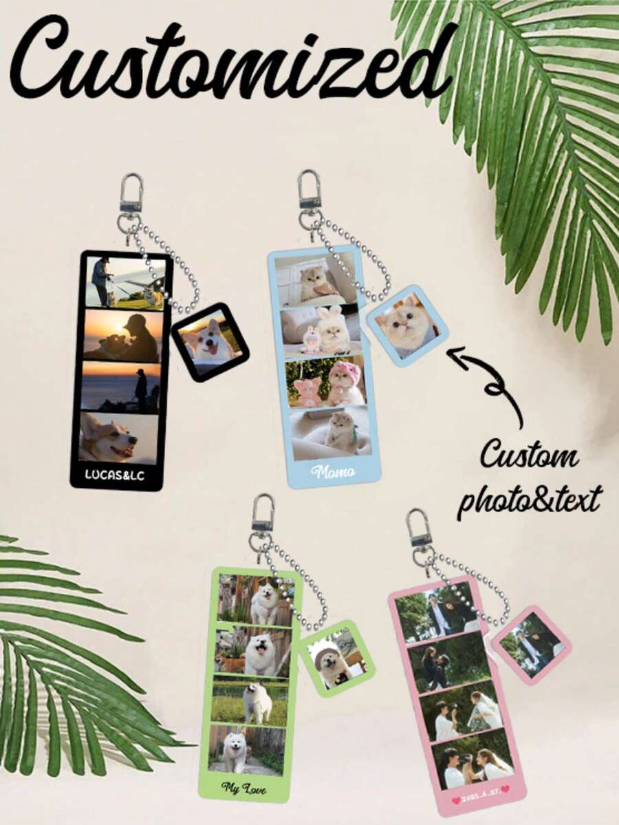 1 pieza Llavero personalizable con foto de mascota de Halloween, regalo de foto personalizado, llavero personalizable, recuerdo de evento festivo, llavero de acrílico - Multicolor - Ver 1