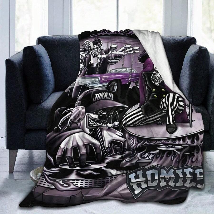 1pc Homies Themed Ultra-Soft Flannel Blanket - Vibrant Urban Street Art Design, Warm & Cozy For Living Room, Office, Sofa, Travel, All-Season Use, Perfect Gift - Home Decor Accessory, Cozy Room Decor - 彩色 - 查看 1