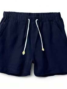 Mauricinho Summer Shorts, Regular Fit, Drawstring, Pocket, Linen - Azul Marino - Ver 1