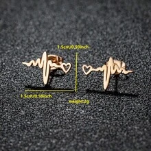 1 Paar modische herzförmige Wellen-Ohrstecker, schwarze Edelstahl Stethoskop-Ohrringe, geeignet als Geschenk für weibliche Ärzte und Krankenschwestern - B-GED020 - Übersicht 9