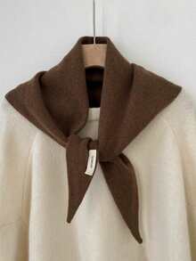 1pc 100% Wool Triangle Scarf, Women's Headscarf, Knitted Scarf, Multi-Functional Warm Knitted Scarf, Winter Scarf, Autumn Accessory. Suitable For Dates, Casual And Formal Occasions, A Versatile And Fashionable Accessory. - Beige - View 8