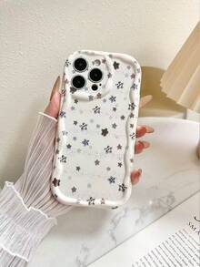 Flower Starry Cream Pattern White Glossy Painted Cartoon Shockproof Phone Case Compatible With IPhone 14, 14 Pro, 14 Pro Max, 13, 13 Pro, 13 Pro Max, 11, 11 Pro Max, 12, 12 Pro, 12 Pro Max, XR, XS, 15, 15 Pro, 15 Pro Max, 16, 16 Pro, 16 Pro Max, 17, 17 Pro, 17 Air, 17 Pro Max - Multicolor - View 5