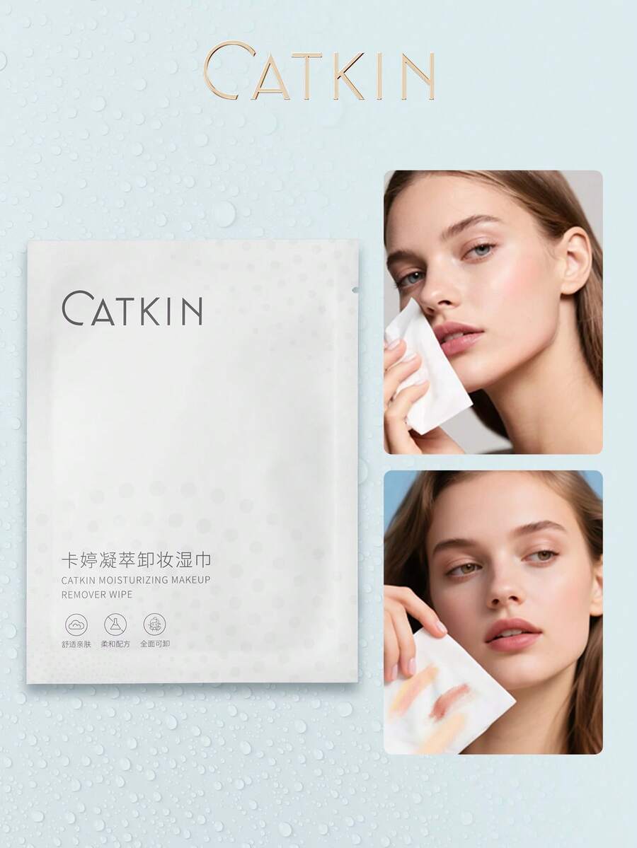 Catkin Moisturizing Makeup Remover Wipes, 5 Sheets, Alcohol-Free, Gentle & Moisturizing For Face & Eyes, Convenient For Travel, Easy Makeup Removal - White - View 1