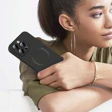 1 ốp lưng bảo vệ từ tính màu đen, chất liệu TPU mềm mờ cao cấp, chống rơi vỡ và chống trầy xước, tương thích với sạc không dây và các dòng máy Apple 17Pro/17ProMax/Air/17/16Pro/16ProMax/16Plus/16/16E/SE4/15Pro/15ProMax/15Plus/15/14Pro/14ProMax/14Plus/14/13Pro/13ProMax/13/12Pro/12ProMax/12/11ProMax/11/11Pro - màu đen - Xem 8