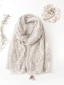 1件装女士时尚优雅羽毛叶子图案轻盈流苏围巾/头巾，适合约会、日常穿着、派对、旅行、度假、外出等场合。 - 彩色 - 查看 1