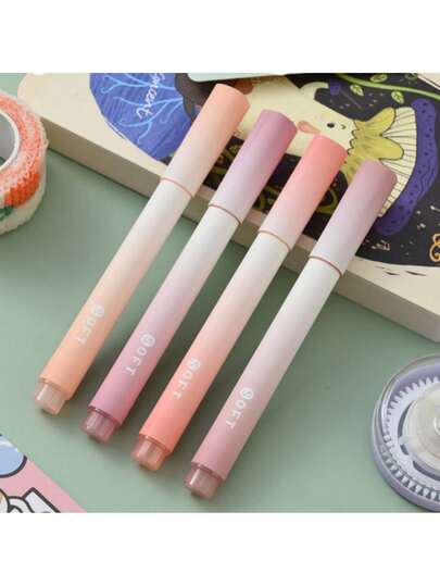 4 Colors Gradient Fluorescent Highlighter Pens, Planner Pens, Colorful Marker Pens, Student Highlighter Pens, Fashionable Multi-Color Stationery Pens, Suitable For Journaling, Student Learning, Office Supplies, School Stationery And Back To School Season