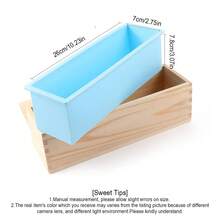 1个长方形硅胶皂模，带木盖和收纳盒，手工皂DIY工艺品和礼品制作硅胶皂模 - 多色 - 查看 4
