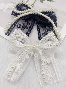 2件装黑白蕾丝人造珍珠蝴蝶结鞋饰 DIY饰品 适用于女士靴子运动鞋 可拆卸鞋带扣装饰 多功能鞋夹配件 适合女士系带鞋 圣诞节 万圣节 情人节 生日 节日派对礼物（不含鞋子） - 彩色 - 查看 8