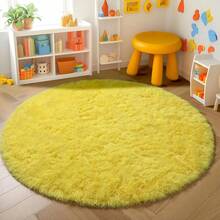 1 pieza Alfombra redonda suave y esponjosa - Alfombra de interior minimalista moderna de poliéster, alfombra tejida de punto, adecuada para sala de estar, dormitorio, sala de juegos, dormitorio, sofá, decoración de habitación de adolescente, área de estudio y entretenimiento - Fácil de limpiar, crea un ambiente acogedor - Beis - Ver 20